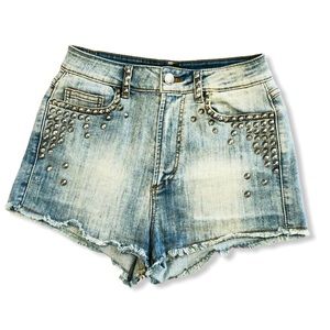Denim Studded Shorts